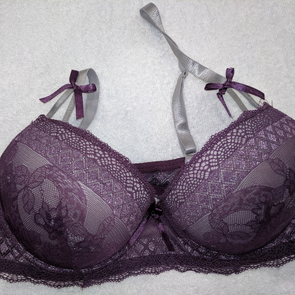 36C Purple Shimmer Lace Bra
